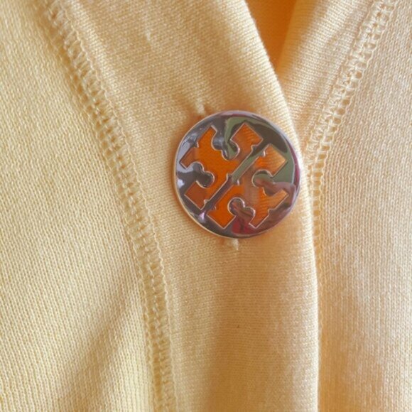 Tory Burch Yellow Simone Cotton Button up Cardigan Size M - Picture 3 of 8